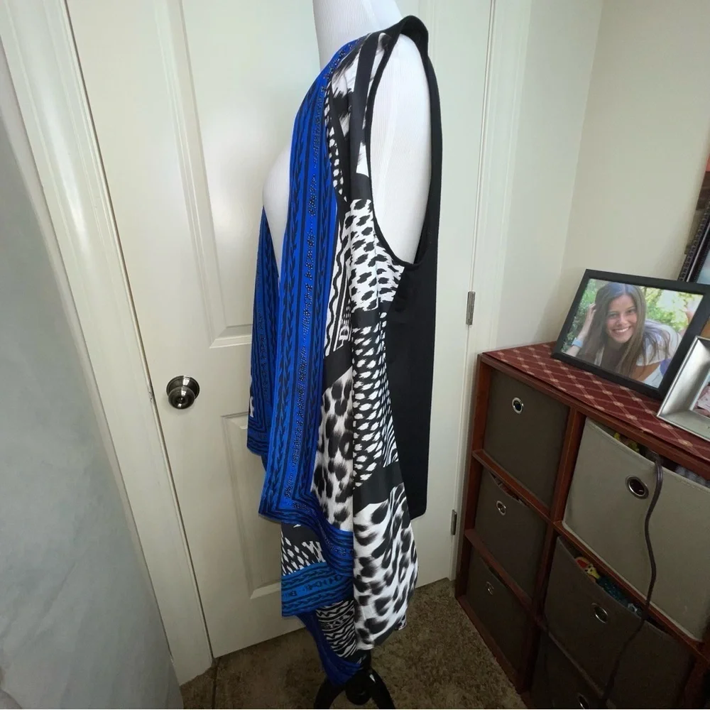 Chico’s Kimono Caftan Jacket Vest Cover Up Blue One Size L